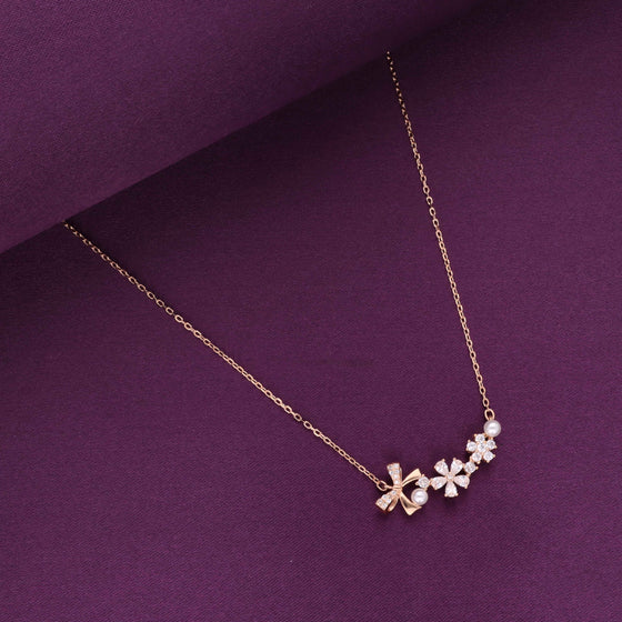 Sterling Silver Floral Pearl Elegance Necklace