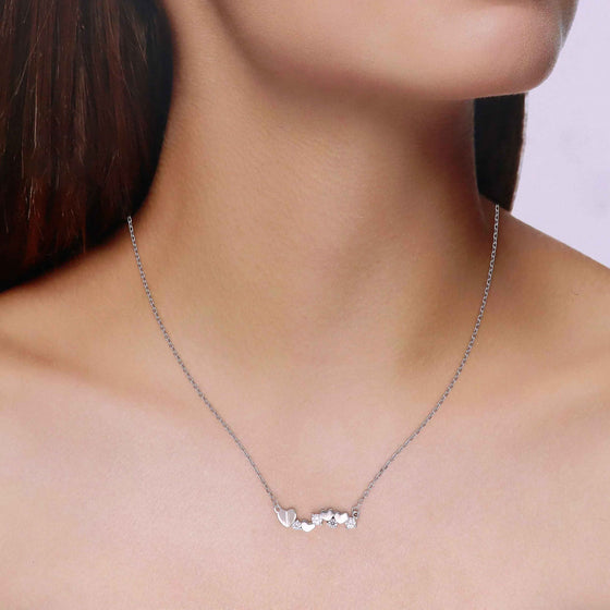 Sterling Silver String of Heart Necklace