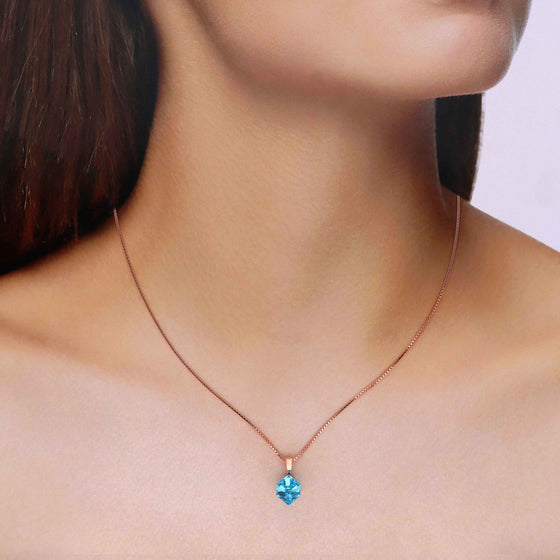 Sterling Silver Shiny Light Blue Necklace