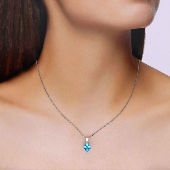 Sterling Silver Shiny Light Blue Necklace