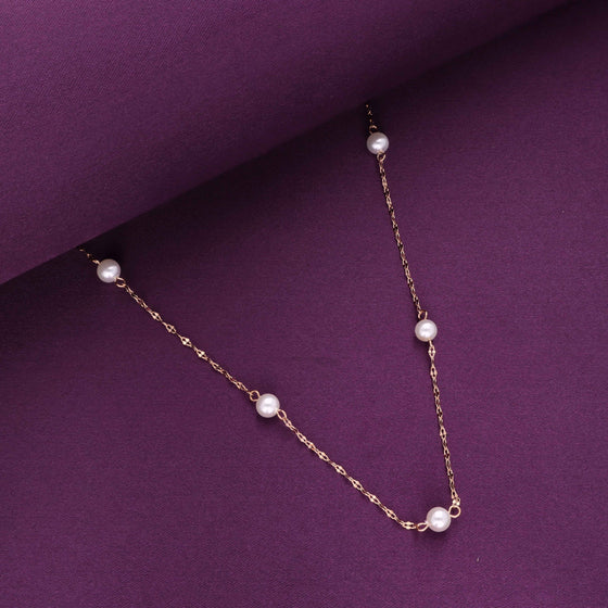 Sterling Silver Simple Pearl Link Chain Necklace