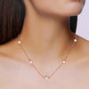 Sterling Silver Simple Pearl Link Chain Necklace