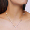 Sterling Silver Simple Pearl Link Chain Necklace