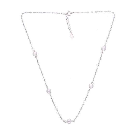 Sterling Silver Simple Pearl Link Chain Necklace