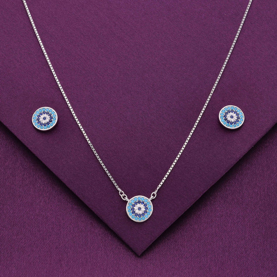 Sterling Silver Chic Evil Eye Necklace Set