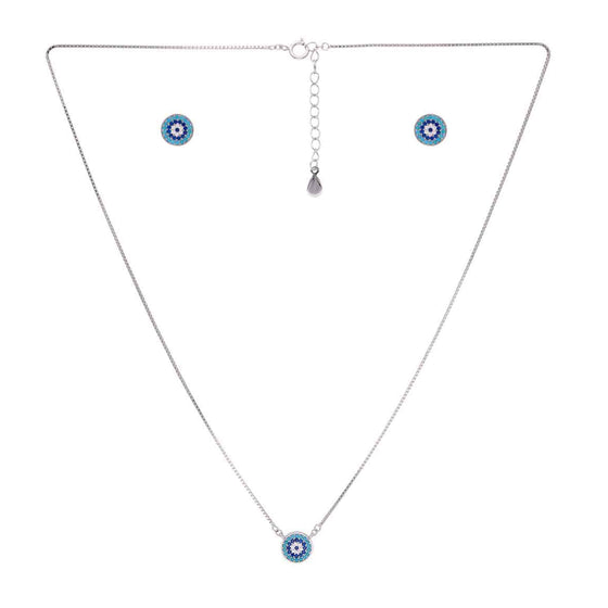 Sterling Silver Chic Evil Eye Necklace Set