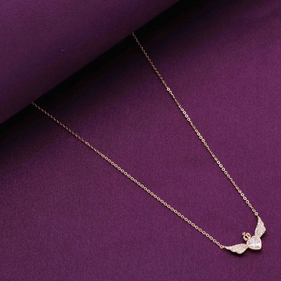 Sterling Silver Rose Gold Crown Heart Necklace