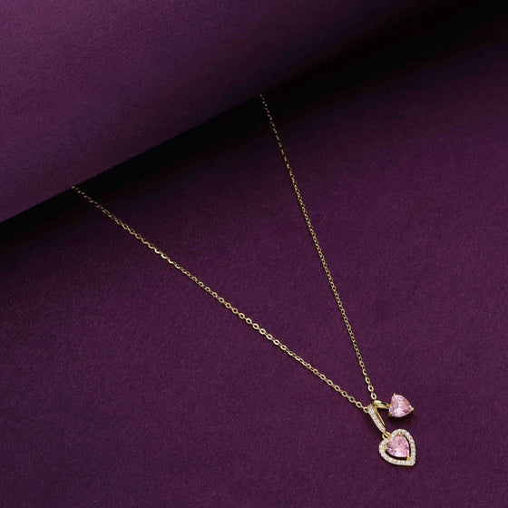 Sterling Silver Rose Gold Twin Heart Necklace