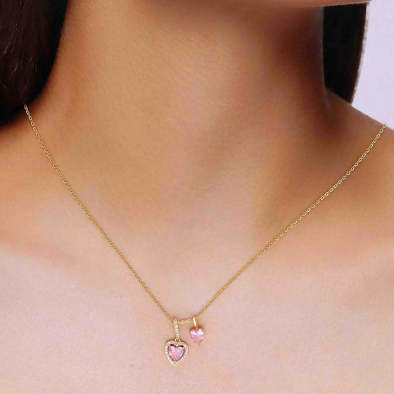 Sterling Silver Rose Gold Twin Heart Necklace