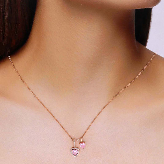 Sterling Silver Rose Gold Twin Heart Necklace