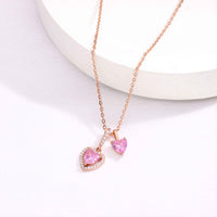 Sterling Silver Rose Gold Twin Heart Necklace
