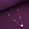 Sterling Silver White Zircon Studded Heart Necklace