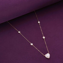  Sterling Silver White Zircon Studded Heart Necklace