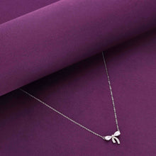  Sterling Lavender Zircon Studded Bow Necklace