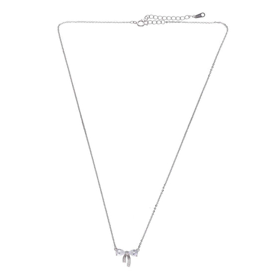 Sterling Lavender Zircon Studded Bow Necklace