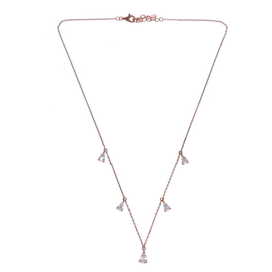 Sterling Rose Gold Zircon Drop Necklace