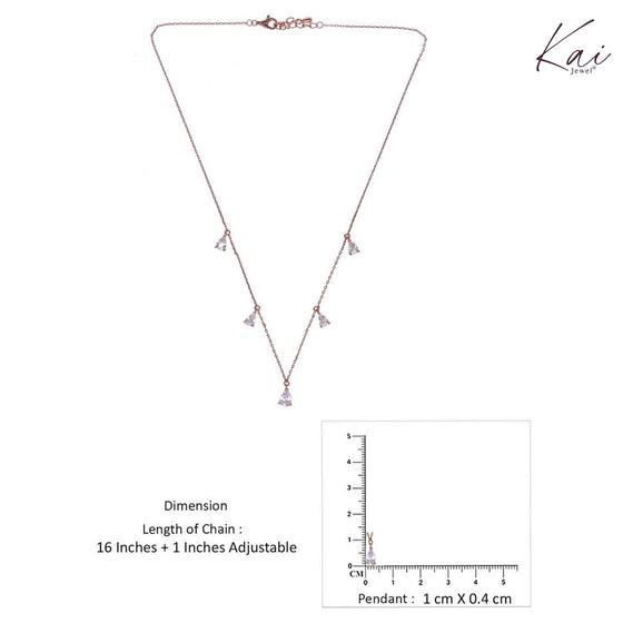 Sterling Rose Gold Zircon Drop Necklace