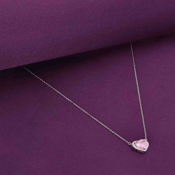 Sterling Pink Love Heart Necklace