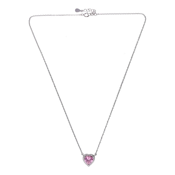 Sterling Pink Love Heart Necklace