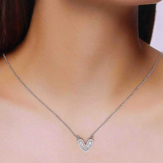 Sterling Silver Studded Heart Necklace