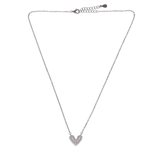 Sterling Silver Studded Heart Necklace