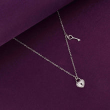  Sterling White Heart Lock and Key Necklace