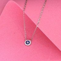 Sterling silver evil eye necklace with cubic zirconia