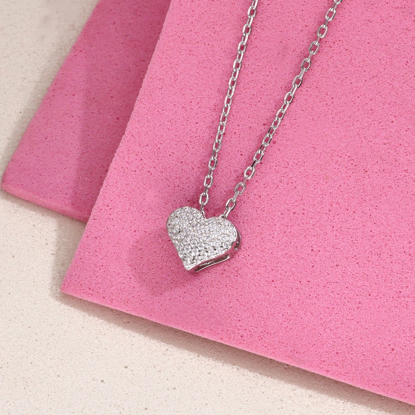 heart pendant necklace with sparkling crystal accents