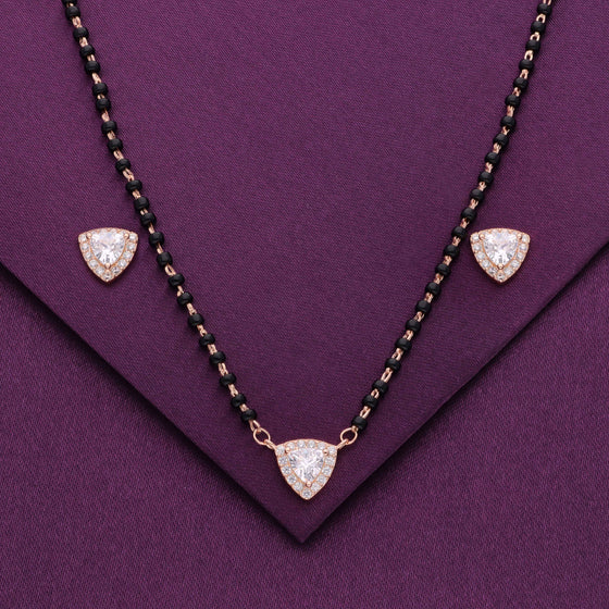 Heart Solitaire Silver Mangalsutra Necklace Set