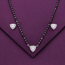  Heart Solitaire Silver Mangalsutra Necklace Set