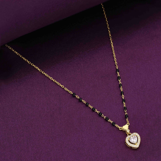 Trendy Heart Silver Mangalsutra Necklace