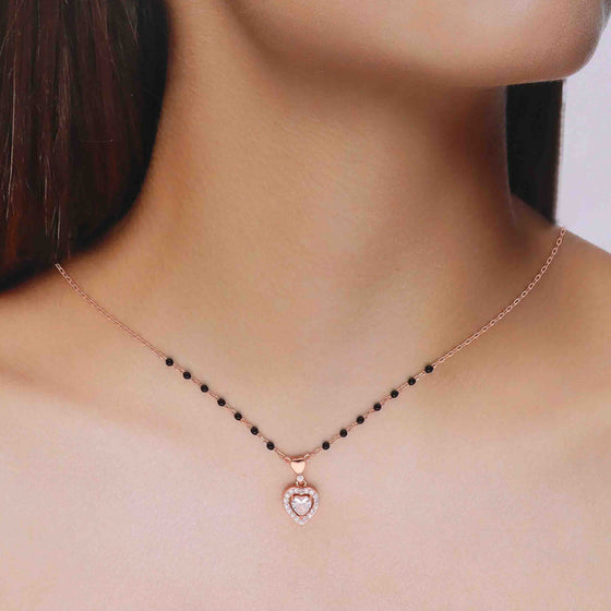 Trendy Heart Silver Mangalsutra Necklace