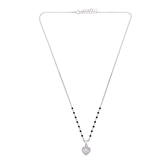 Trendy Heart Silver Mangalsutra Necklace