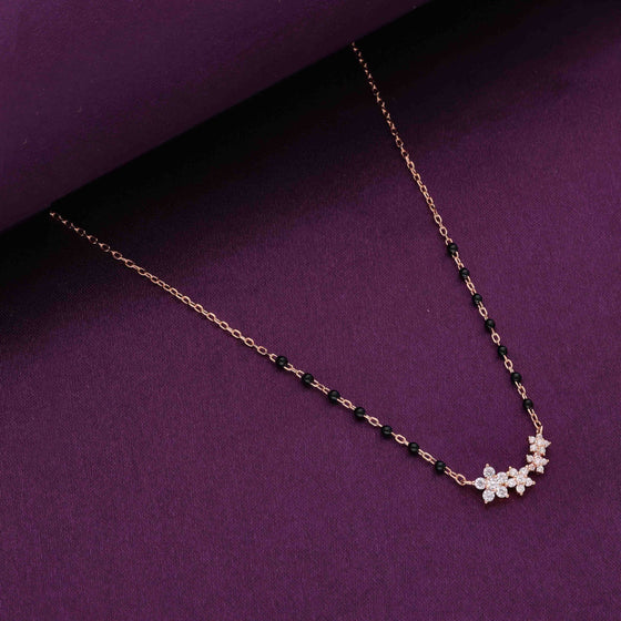 Radiant Floral Silver Mangalsutra Necklace