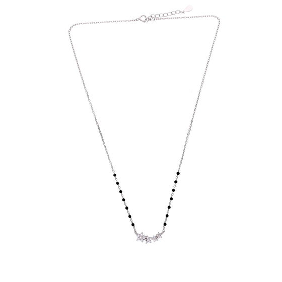 Radiant Floral Silver Mangalsutra Necklace