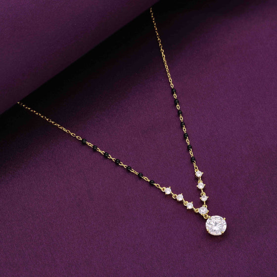 Chic Solitaire Silver Mangalsutra Necklace