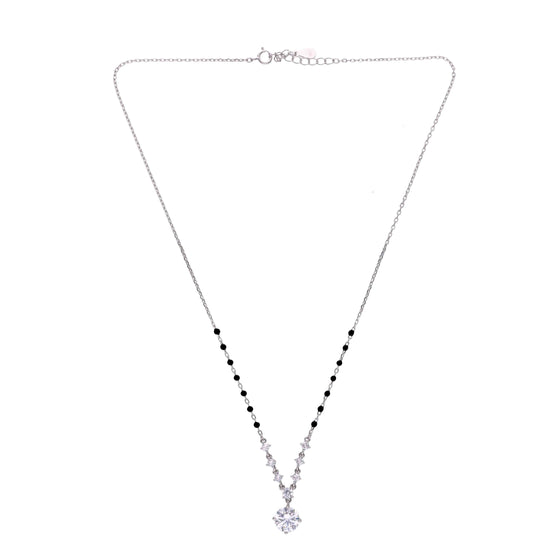 Chic Solitaire Silver Mangalsutra Necklace