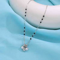 Sterling silver mangalsutra necklace with triple cubic zirconia charm