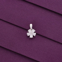 Sterling Silver Zircon Floral Pendant