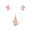 Triple Heart Silver Pendant & Earrings Set