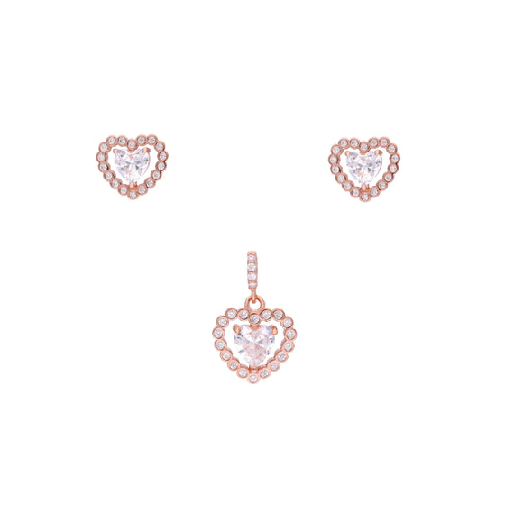 Sterling Heart Pendant With Earrings Set