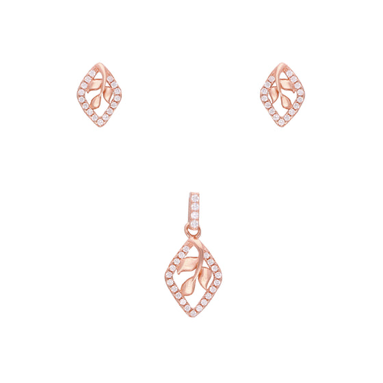 Minimal Rose Pendant & Earring Set