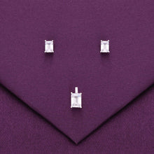  Sterling Emerald Cut Pendant & Earring Set