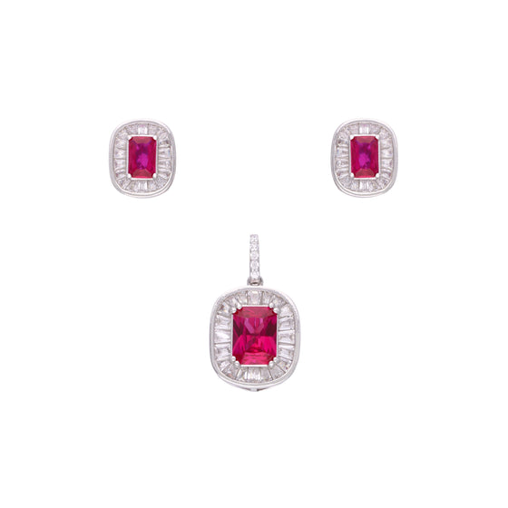 Sterling Rectangular Pendant & Earring Set