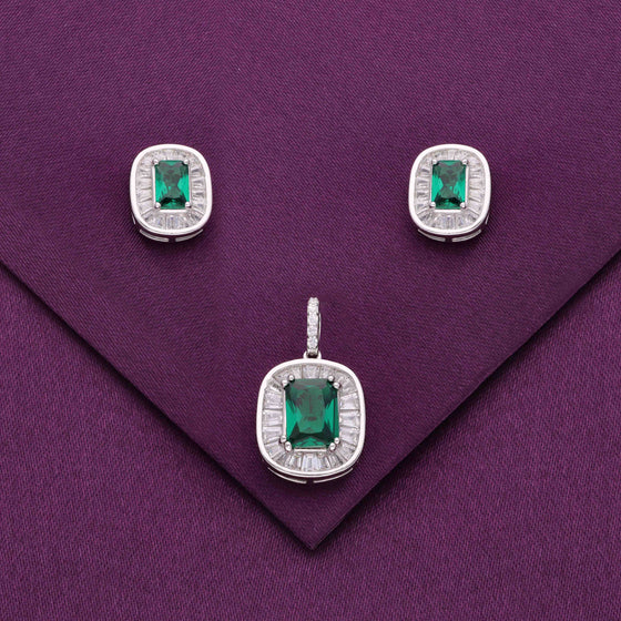 Sterling Rectangular Pendant & Earring Set