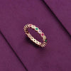 Elegant Multi-Colored Gemstone Eternity Silver Band Ring