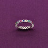 Elegant Multi-Colored Gemstone Eternity Silver Band Ring