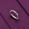 Elegant Multi-Colored Gemstone Eternity Silver Band Ring