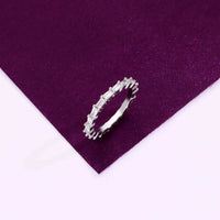 Sterling silver eternity ring with baguette-cut cubic zirconia stones