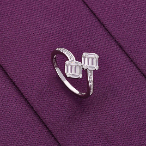 Dainty Dual Baguettes Silver Minimal Ring